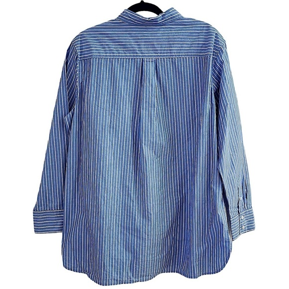 H&M Light Blue and White Striped Long Sleeve Tunic Shirt Blouse Size Small - Picture 2 of 8